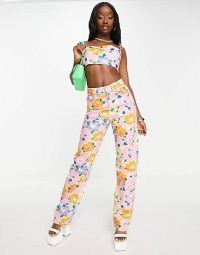 Gbemi teni straight leg jeans co-ord in floral print | womens denim fashion | flower prints | high rise waist | women’s clothes at asos