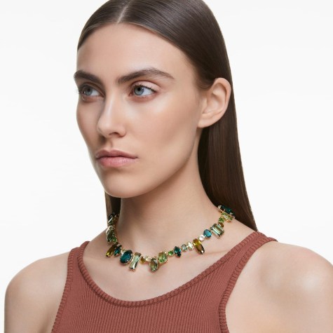 SWAROVSKI Gema necklace Green, Gold-tone plated ~ tonal green crystal necklaces