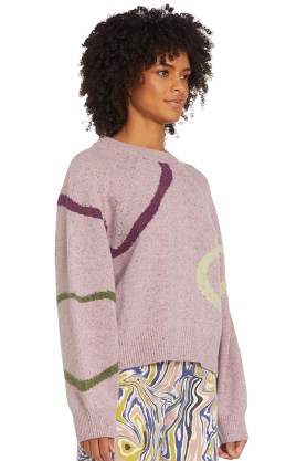 gorman CIRCLE BACK JUMPER in LILAC | women’s relaxed fit crew neck jumpers | womens beautiful raglan sleeve sweaters - flipped