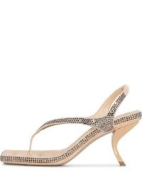 GIABORGHINI crystal-embellished 95mm sandals / curved heel slingbacks / square toe slingback sandal / toe post evening footwear / FARFETCH / glittering summer occasion shoes