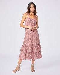 PAIGE Gisela Dress Muted Brick Multi / floral ruffled shoulder strap dresses / ruffle hem / smocked waist / womens feminine summer fashion