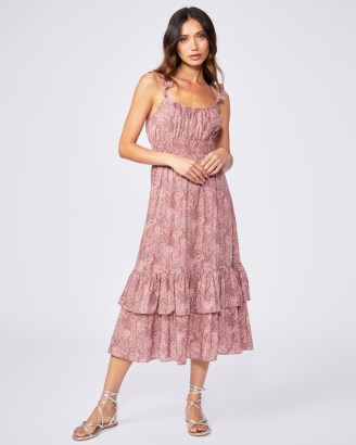 PAIGE Gisela Dress Muted Brick Multi / floral ruffled shoulder strap dresses / ruffle hem / smocked waist / womens feminine summer fashion