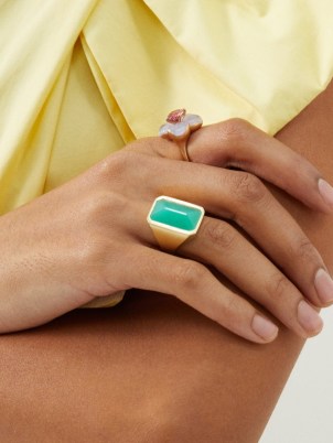 IRENE NEUWIRTH Chrysoprase & 18kt gold ring ~ chunky green stone rings ~ women’s fine jewellery ~ luxe statement accessory ~ MATCHESFASHION