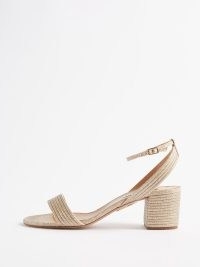 AQUAZZURA Sundance 50 metallic-cord sandals ~ gold textured block heel sandal ~ women’s designer footwear ~ MATCHESFASHION