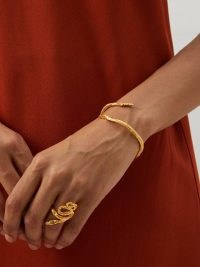 ALIGHIERI The Medusa 24kt gold-plated bangle / women’s luxe textured bangles / womens serpent jewellery / snake bracelets / MATCHESFASHION