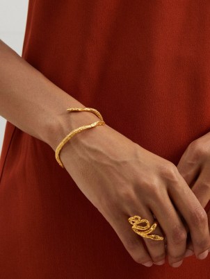 ALIGHIERI The Medusa 24kt gold-plated bangle / women’s luxe textured bangles / womens serpent jewellery / snake bracelets / MATCHESFASHION - flipped
