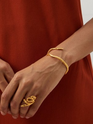 ALIGHIERI The Medusa 24kt gold-plated bangle / women’s luxe textured bangles / womens serpent jewellery / snake bracelets / MATCHESFASHION