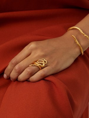 ALIGHIERI The Medusa 24kt gold-plated ring / women’s serpent themed jewellery / womens snake motif rings / luxe accessories