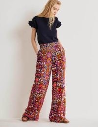 Boden Grace Crinkle Wide Leg Trouser – women’s printed summer trousers ~ womens fashion with bold prints
