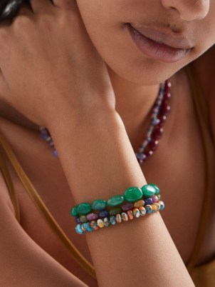 JIA JIA Arizona Candy emerald & 14kt gold beaded bracelet ~ luxe green beaded bracelets ~ women’s fine jewellery at MATCHESFASHION - flipped