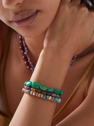JIA JIA Arizona Candy emerald & 14kt gold beaded bracelet ~ luxe green beaded bracelets ~ women’s fine jewellery at MATCHESFASHION