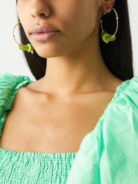 KATERINA MAKRIYIANNI Spring Breeze gold vermeil hoop earrings ~ green glass bead hoops ~ women’s summer jewellery ~ MATCHESFASHION