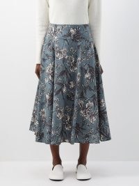 S MAX MARA Acline midi skirt – grey floral flowing hem skirts – women’s summer clothes at MATCHESFASHION