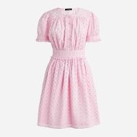 J.CREW Button-front mini dress in eyelet Frosty Lavender ~ short sleeved broderie anglaise style dresses ~ cute summer fashion ~ feminine warm weather clothes