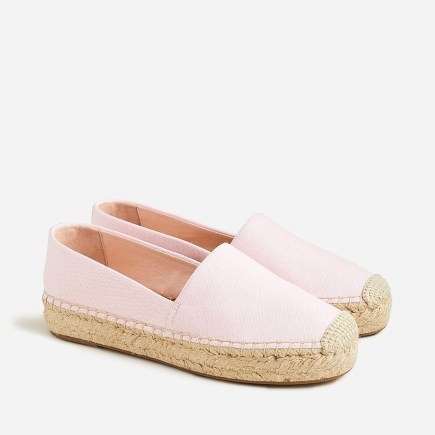 J.CREW Canvas espadrille flats – women’s pink flat slip on espadrilles – women’s casual summer vacation shoes – holiday footwear essentials - flipped