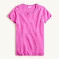 J.CREW Relaxed cashmere T-shirt in Vintage Fuchsia ~ luxe pink knitted tee ~ women’s vibrant knit T-shirts ~ soft knits ~ womens summer knitwear