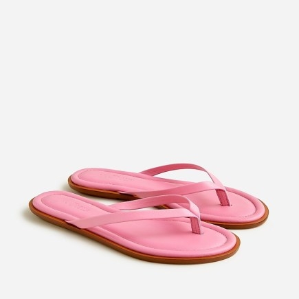 J.CREW Sorrento thong sandals in leather Larkspur Pink | women’s capri sandal | womens casual warm weather footwear | holiday flats | vacation essentails - flipped