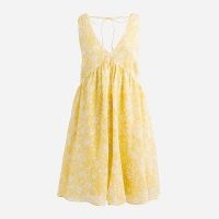 J.CREW Swingy V-neck mini dress in tossed floral Pale Yellow | sleeveless plunge front empire line dresses | feminine summer fashion | women’s strappy tie back detail clothes