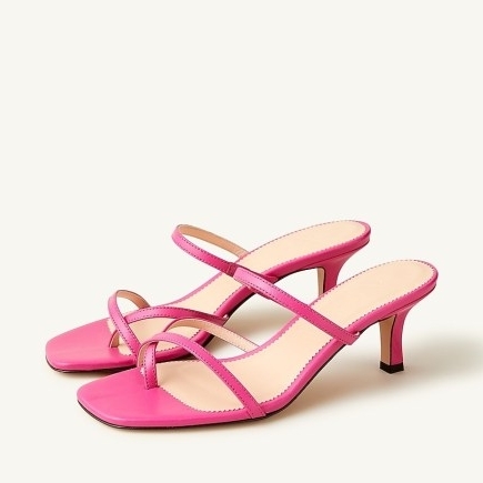 J.CREW Violeta kitten-heel sandals Crisp Begonia ~ pink strappy mules - flipped