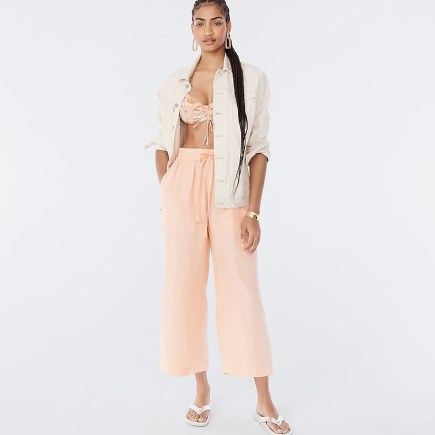 J.CREW Wide-leg seaside pant in linen – womens cropped summer trousers – women’s casual holiday pants – wardrobe essentials for a stylish vacation - flipped