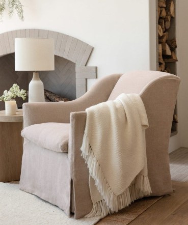 JENNI KAYNE Miramar Chair in Flax Linen ~ chic minimalist armchairs ~ timeless furniture to love always ~ handmade living room chairs ~ stylish den furnishings