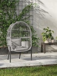 John Lewis & Partners Basket Rope Woven Single Garden Chair Pod, Natural – made with a sturdy and weather-resistant powder-coated aluminium frame – withstand a weight of up to 20 stone (120kg) – shower-resistant seat and backrest cushioning