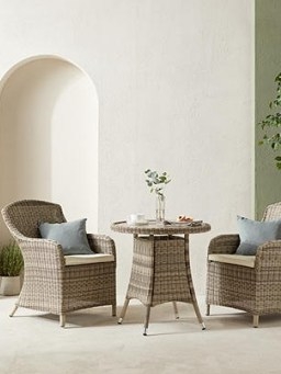 John Lewis & Partners Dante Deluxe Garden Dining Armchair, Set of 2, Natural – Classic synthetic wicker design – 3mm round weave – Aluminium frames – Robust frames tested to withstand 20 stone, exceeding the industry standard – Shower-resistant seat pads included – Easy to clean and maintain