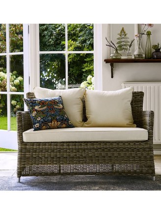 John Lewis & Partners Dante 2 Seater Garden Sofa, Natural – synthetic wicker in a natural finish