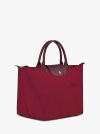John Lewis Longchamp Le Pliage Green Recycled Canvas Medium Top Handle Bag, Red