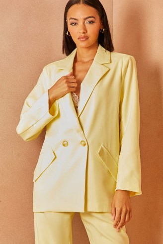 LORNA LUXE LEMON ‘BONNIE AND CLYDE’ CO ORD BLAZER ~ womens light yellow summer blazers ~ women’s celebrity inspired jackets