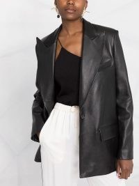 Magda Butrym oversized leather blazer | women’s black 90s style blazers | womens vintage inspired jackets | FARFETCH designer outerwear