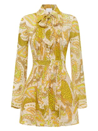 alice McCALL MARIANNE MINI DRESS in SUN | beautiful vintage style dresses | retro inspired prints on clothing | pussy bow neck tie