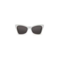 BALENCIAGA Weekend Butterfly Sunglasses in white acetate with grey lenses | women’s chic vintage style summer eyewear | womens large retro inspired sunnies