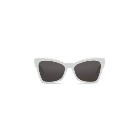 BALENCIAGA Weekend Butterfly Sunglasses in white acetate with grey lenses | women’s chic vintage style summer eyewear | womens large retro inspired sunnies - flipped