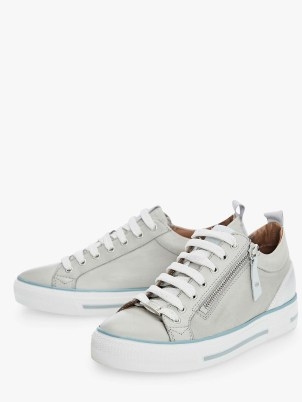 John Lewis Moda in Pelle Brayleigh Leather Zip Up Trainers, Light Grey - flipped
