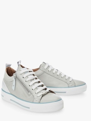John Lewis Moda in Pelle Brayleigh Leather Zip Up Trainers, Light Grey