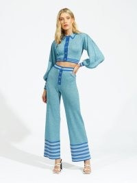alice McCALL MOON UNDER WATER PANTS | women’s blue knit trousers | retro fashion | womens vintage style knitted clothes
