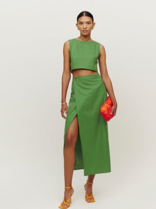 REFORMATION Mylie Two Piece Palm Green – chic summer occasion fashion sets - flipped