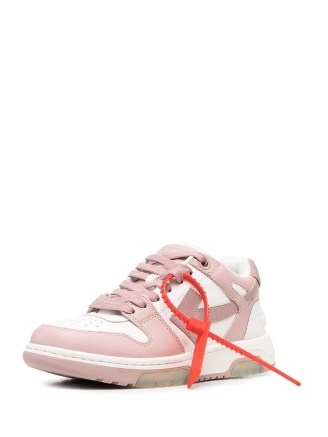 Off-White OOO sneakers – Off-White Out Of Office ‘OOO’ sneakers – FARFETCH – pink/white – leather – low-top – perforated detailing – round toe – front lace-up fastening