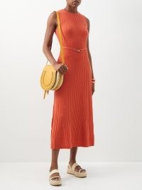GABRIELA HEARST Meier belted ribbed wool-blend dress / orange sleeveless knitted dresses / MATCHESFASHION women’s clothes