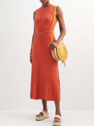 GABRIELA HEARST Meier belted ribbed wool-blend dress / orange sleeveless knitted dresses / MATCHESFASHION women’s clothes - flipped
