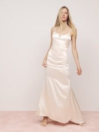 Reformation Oriana Silk Dress in Ivory ~ luxury slip style wedding dresses ~ luxe cami strap bridal wear