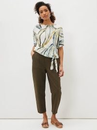 John Lewis Phase Eight Caraline Linen Tie Hem Blouse, Ivory – made from linen for quality comfort in warmer weather
