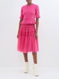 MOLLY GODDARD Ava sheer tulle skirt in pink | feminine gathered detail skirts | MATCHESFASHION