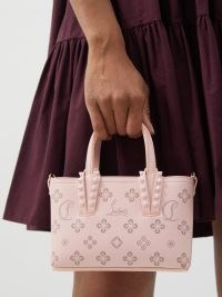 CHRISTIAN LOUBOUTIN Cabata perforated-leather mini tote bag ~ small light pink Loubinthesky motif bags ~ luxe top handle handbags ~ women’s designer accessories at MATCHESFASHION ~ chic accessory
