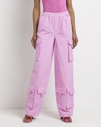 RIVER ISLAND PINK CARGO TROUSERS ~ women’s multi pocket pants ~ womens casual utility fashion
