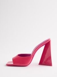 THE ATTICO Devon 115 patent-leather mules ~ bubblegum pink square toe mule ~ shiny sculptural heel sandals ~ MATCHESFASHION