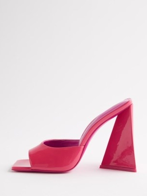 THE ATTICO Devon 115 patent-leather mules ~ bubblegum pink square toe mule ~ shiny sculptural heel sandals ~ MATCHESFASHION