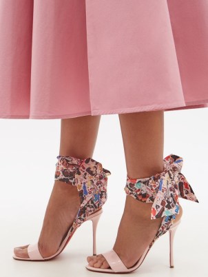 CHRISTIAN LOUBOUTIN Fetish du Desert 100 patent-leather sandals ~ glossy pale pink sash ankle tie high heels ~ women’s designer footwear at MATCHESFASHION - flipped