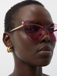 LOEWE X PAULAS IBIZA Heart metal sunglasses – women’s funky pink sunnies – holiday accessories – womens large statement eyewear – MATCHESFASHION